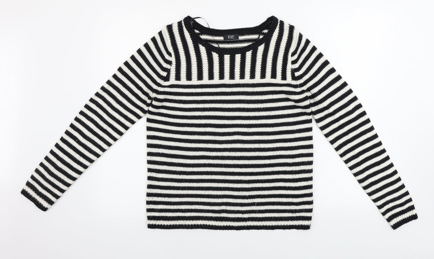 F&F  Womens Beige Striped  Pullover Jumper Size 10