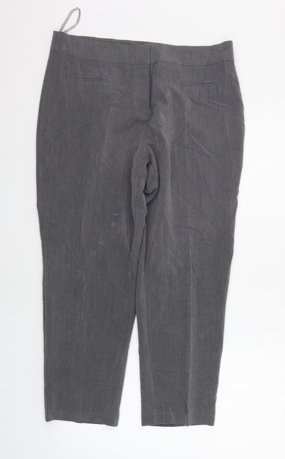 Womens UK Size 14 Classic Regular Fit Cropped Grey Trousers