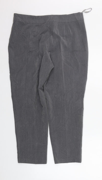 Womens UK Size 14 Classic Regular Fit Cropped Grey Trousers