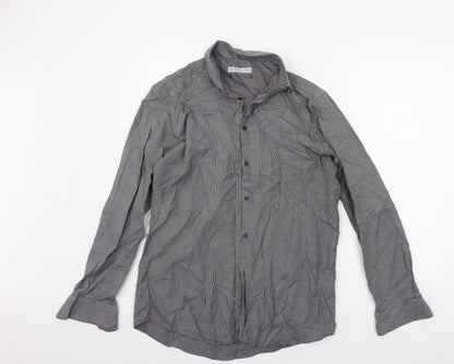 Mens UK Size 15.5 Cedar Wood State Grey  Button-Up Long Sleeve Casual Shirt