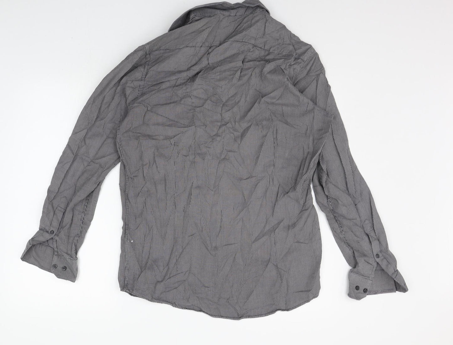 Mens UK Size 15.5 Cedar Wood State Grey  Button-Up Long Sleeve Casual Shirt