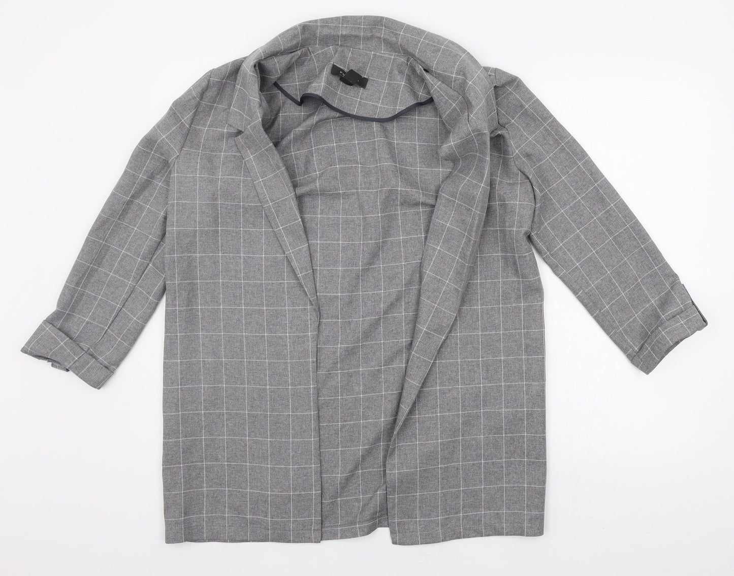 Primark Womens Grey Check  Cardigan Jumper Size 10