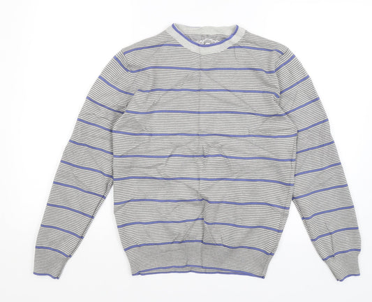 Cedar Wood State Mens Grey Striped  Pullover Jumper Size S