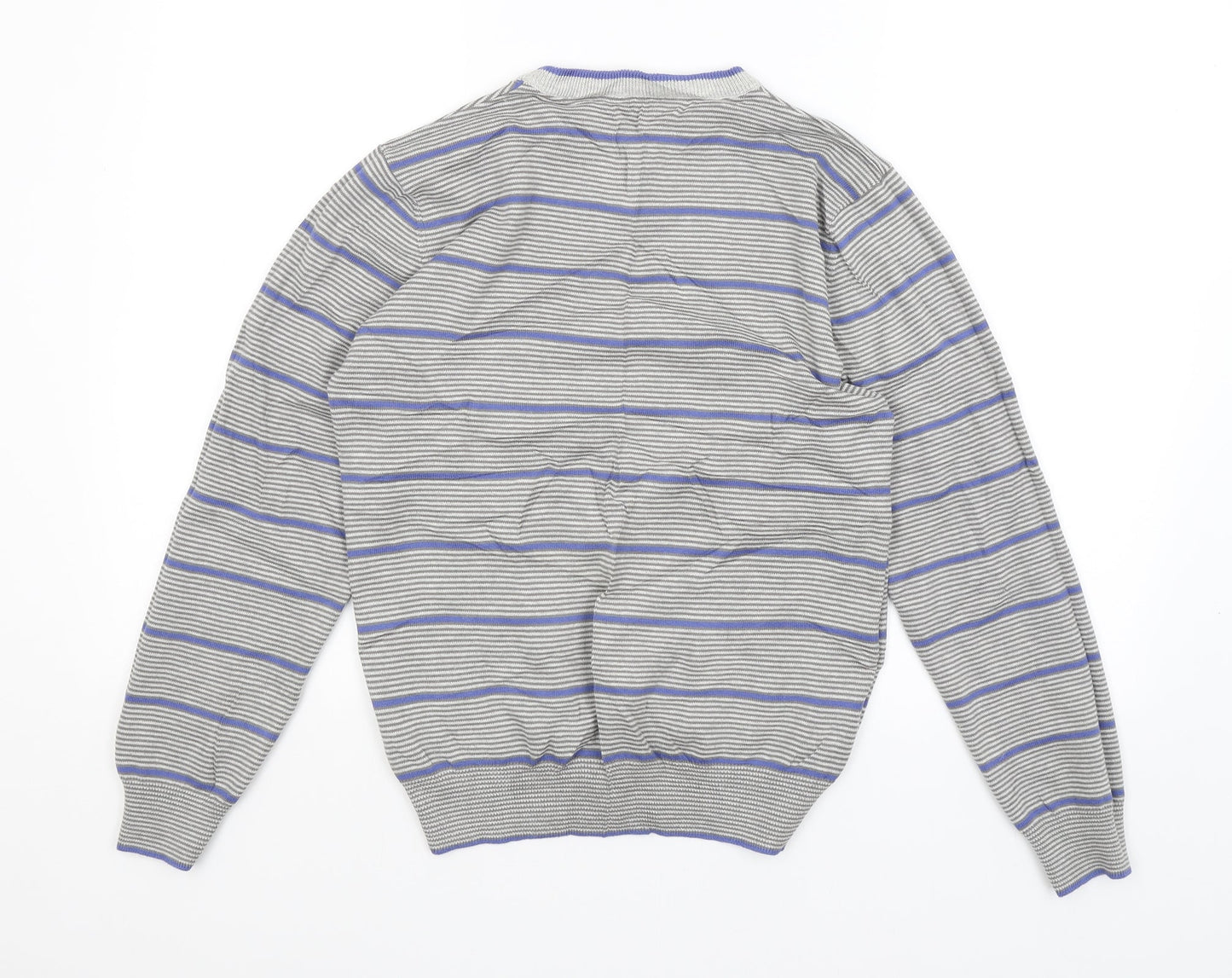 Cedar Wood State Mens Grey Striped  Pullover Jumper Size S