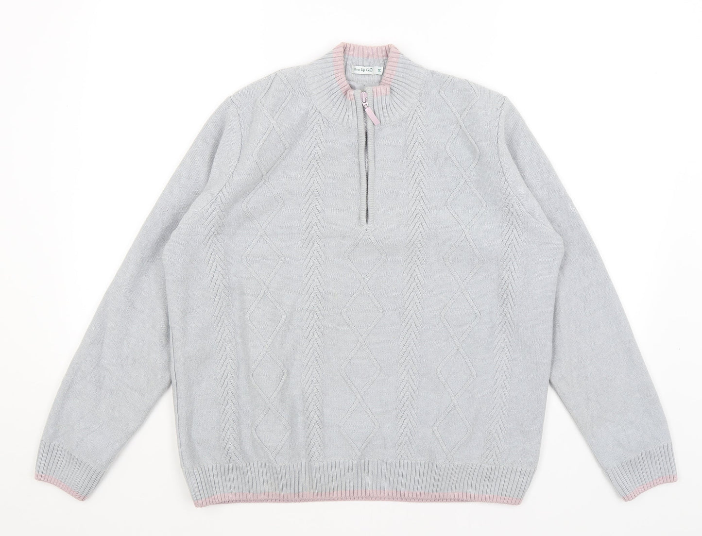 One Up Golf Mens Grey   Pullover Jumper Size M