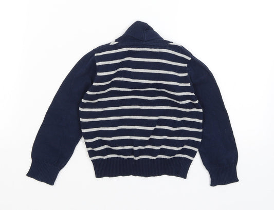 Cool Club Boys Blue Striped  Cardigan Jumper Size 2 Years