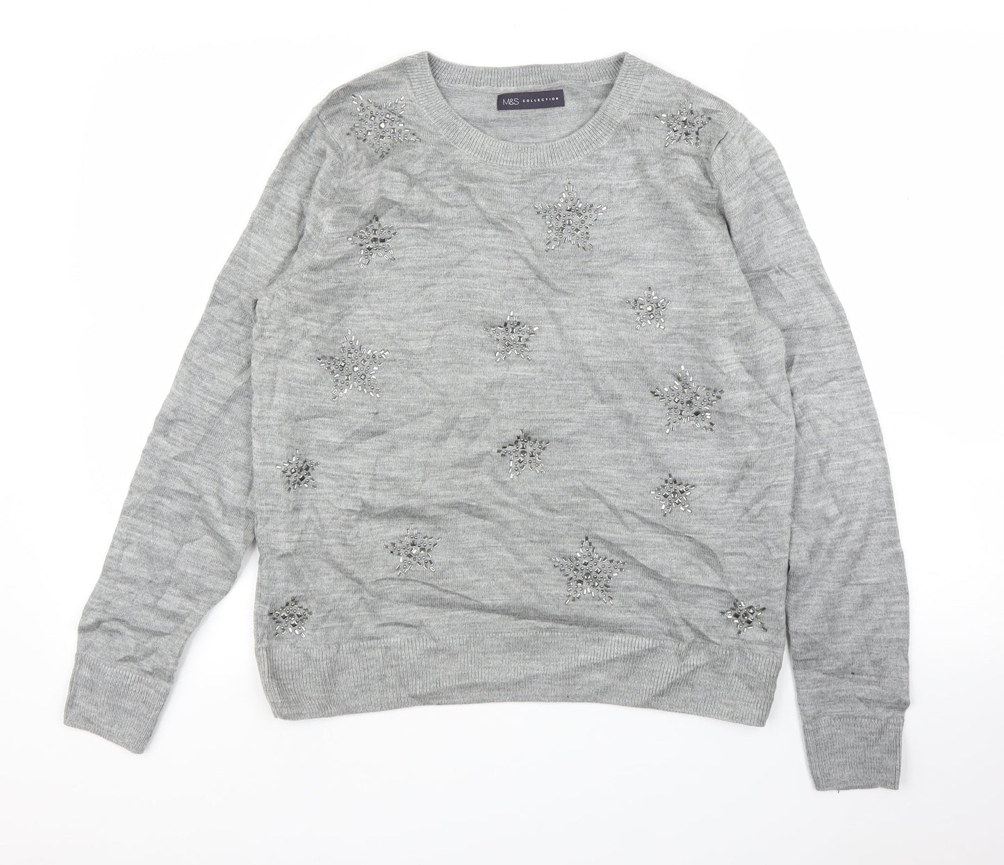 Womens UK Size M M&S Grey Pullover Jumper