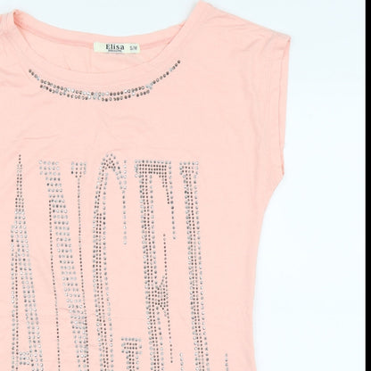 Elisa Immagine Womens Pink  Rayon Basic Blouse Size S