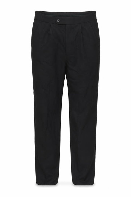 Front view of C&A men’s black trousers, size 30, in, 30-inch leg