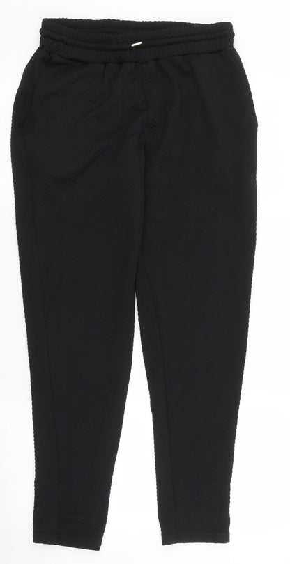 Womens UK Size S River Island Regular Fit Carrot Black Trousers