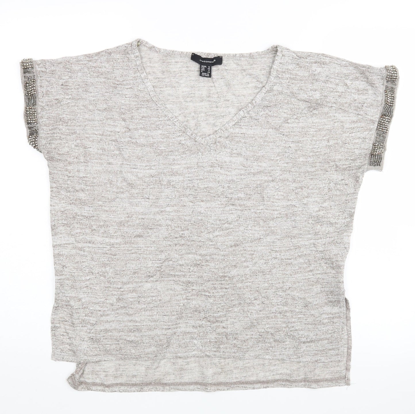 Womens UK Size 12 Atmosphere Grey Basic T-Shirt