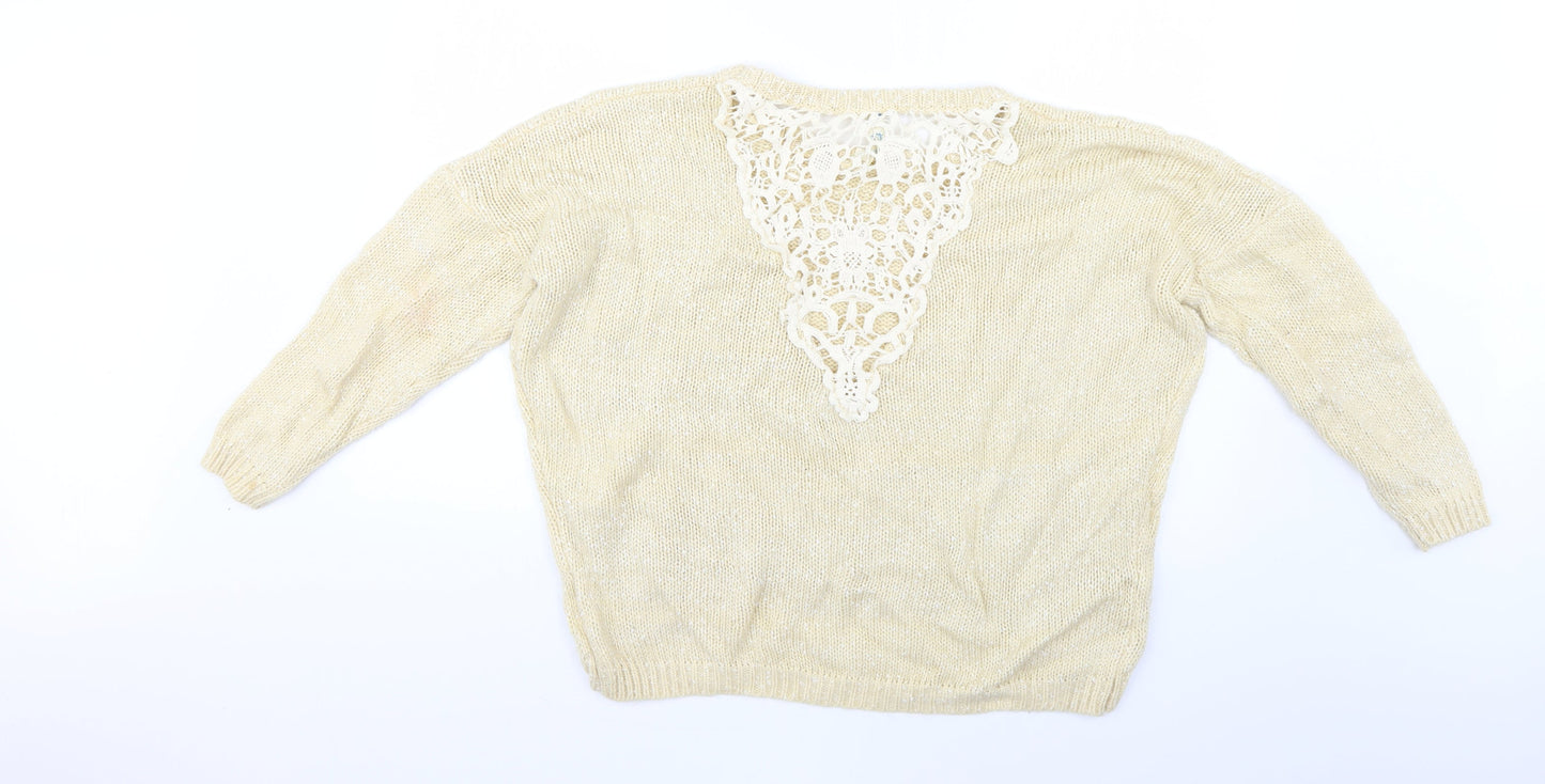 Womens UK Size M blue vanilla Beige Pullover Jumper