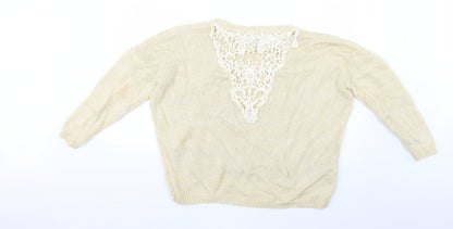 Womens UK Size M blue vanilla Beige Pullover Jumper