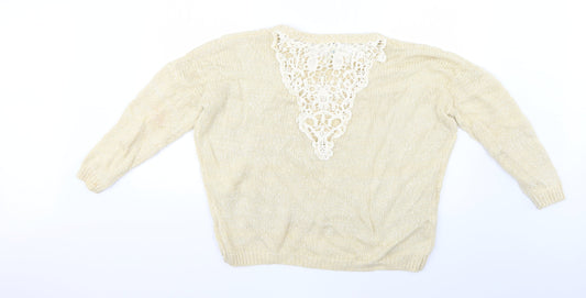 Womens UK Size M blue vanilla Beige Pullover Jumper