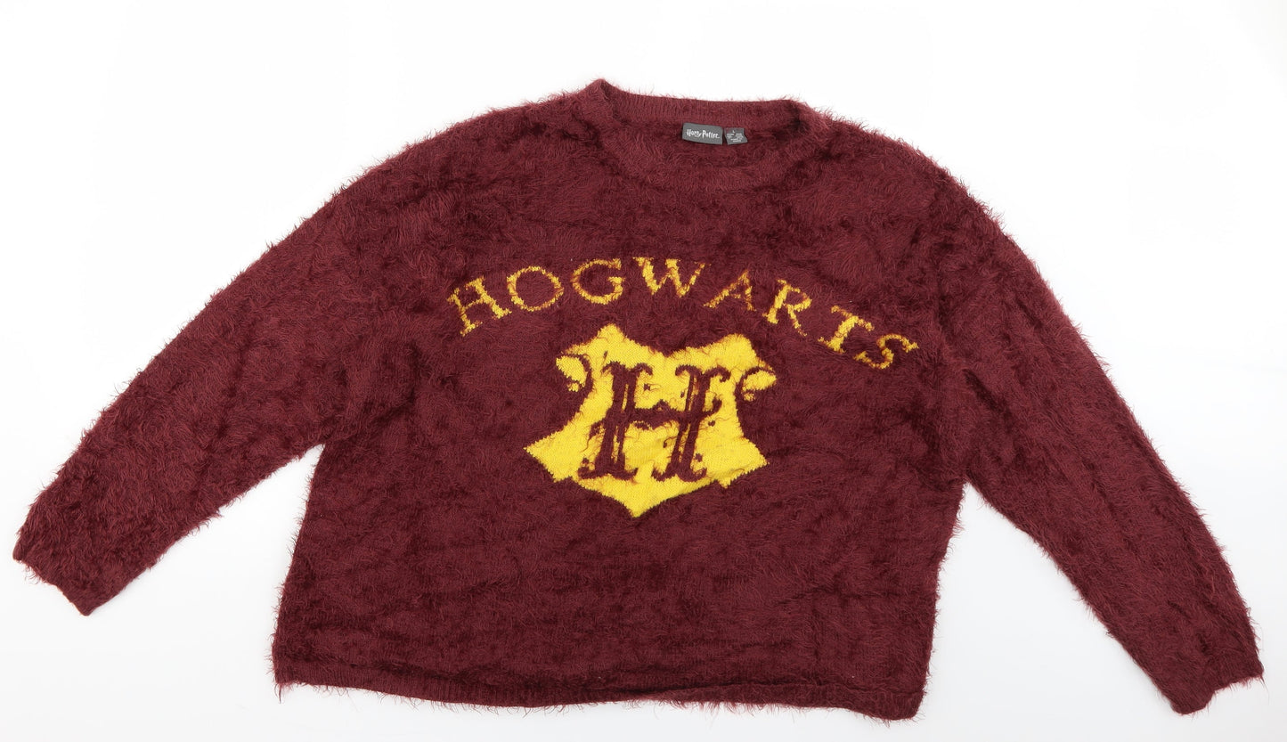 Primark Womens Red Geometric  Pullover Jumper Size 14