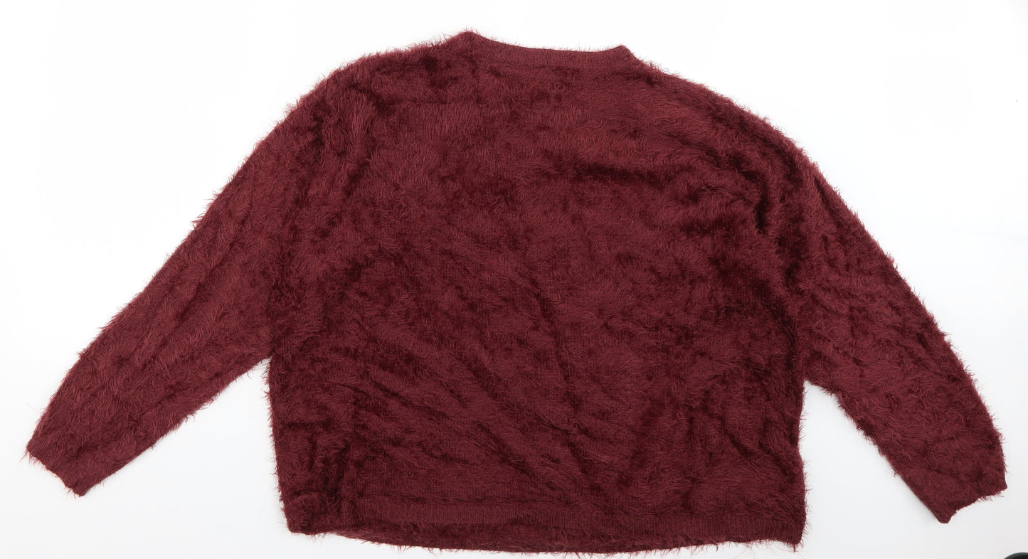 Primark Womens Red Geometric  Pullover Jumper Size 14