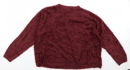 Primark Womens Red Geometric  Pullover Jumper Size 14