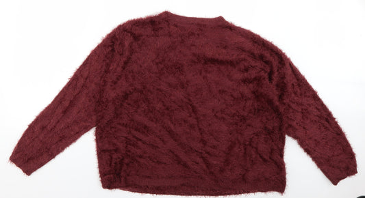 Primark Womens Red Geometric  Pullover Jumper Size 14