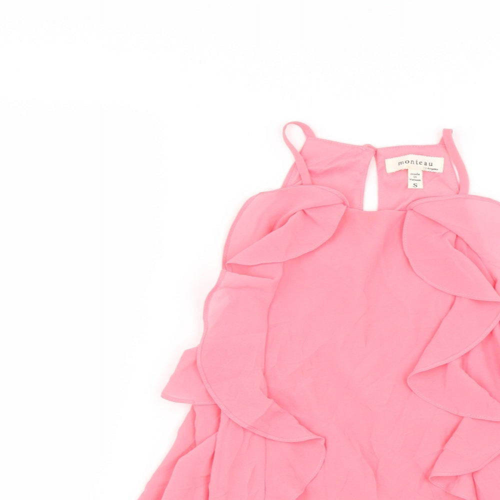 Womens UK Size S Monteau Pink Basic Blouse