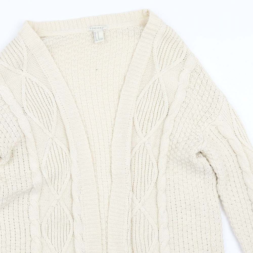 Womens UK Size M FOREVER 21 Beige Cardigan Jumper