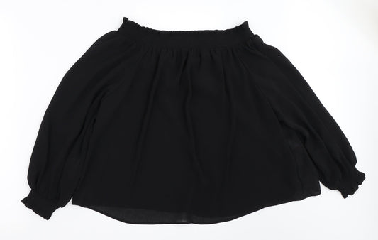 Womens UK Size 10 New Look Black Basic Blouse