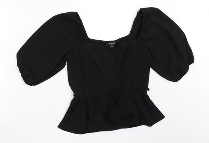 Womens UK Size 6 New Look Black Basic Blouse