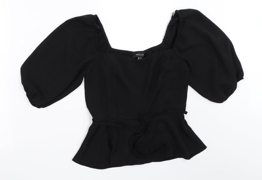 Womens UK Size 6 New Look Black Basic Blouse