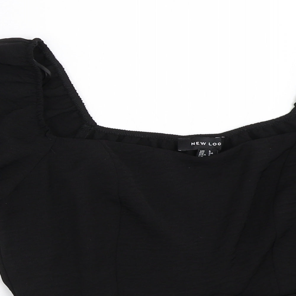 Womens UK Size 6 New Look Black Basic Blouse