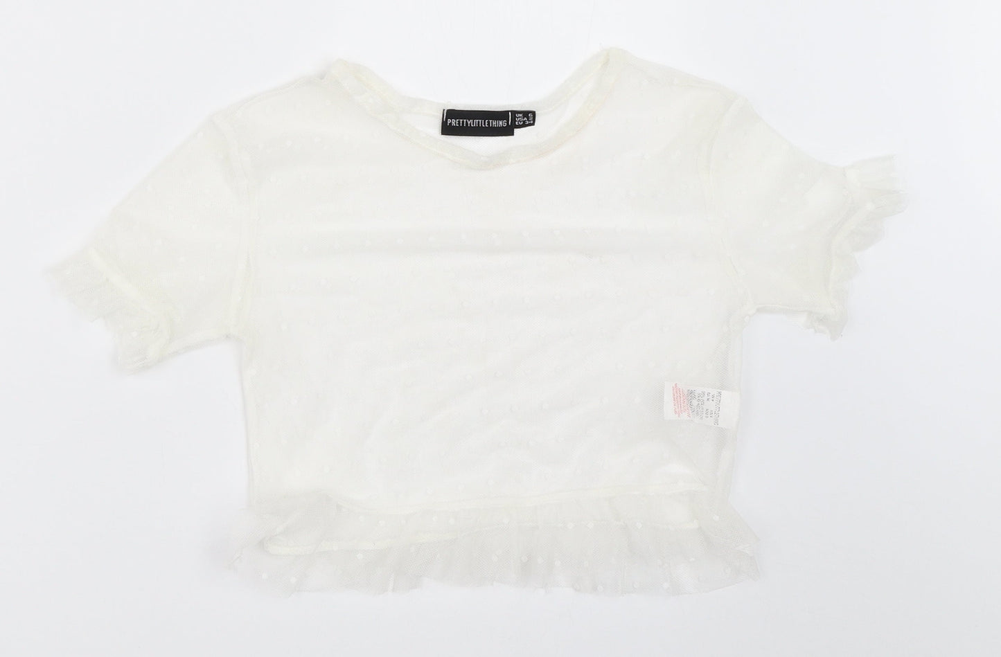 Womens UK Size 6 PRETTYLITTLETHING White Cropped Blouse
