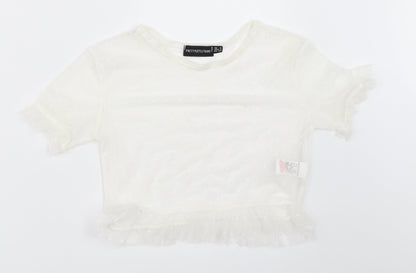 Womens UK Size 6 PRETTYLITTLETHING White Cropped Blouse
