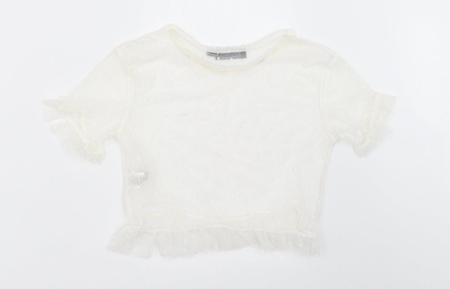 Womens UK Size 6 PRETTYLITTLETHING White Cropped Blouse