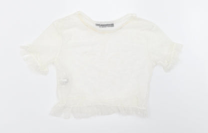 Womens UK Size 6 PRETTYLITTLETHING White Cropped Blouse