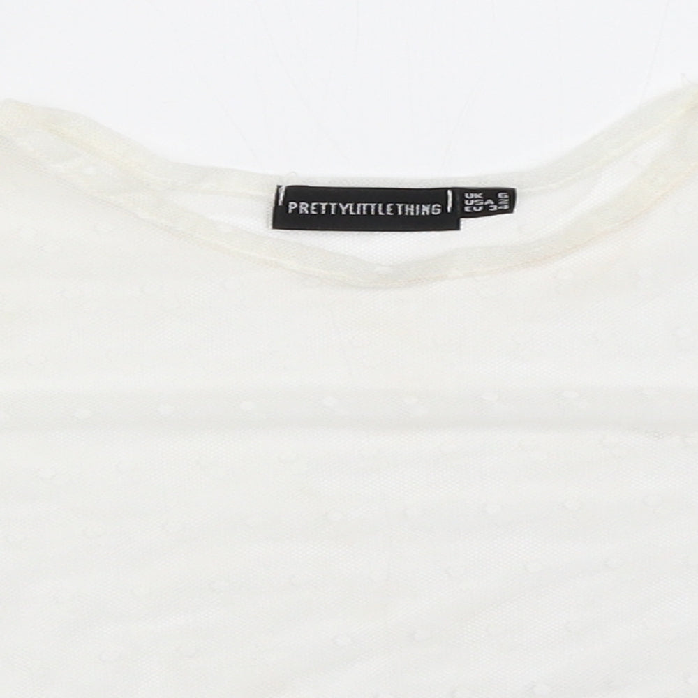 Womens UK Size 6 PRETTYLITTLETHING White Cropped Blouse