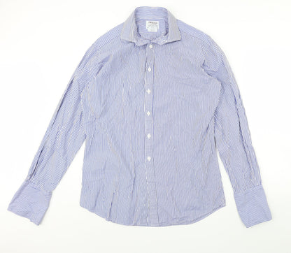 T.m Jewin Mens Blue Striped   Dress Shirt Size 36