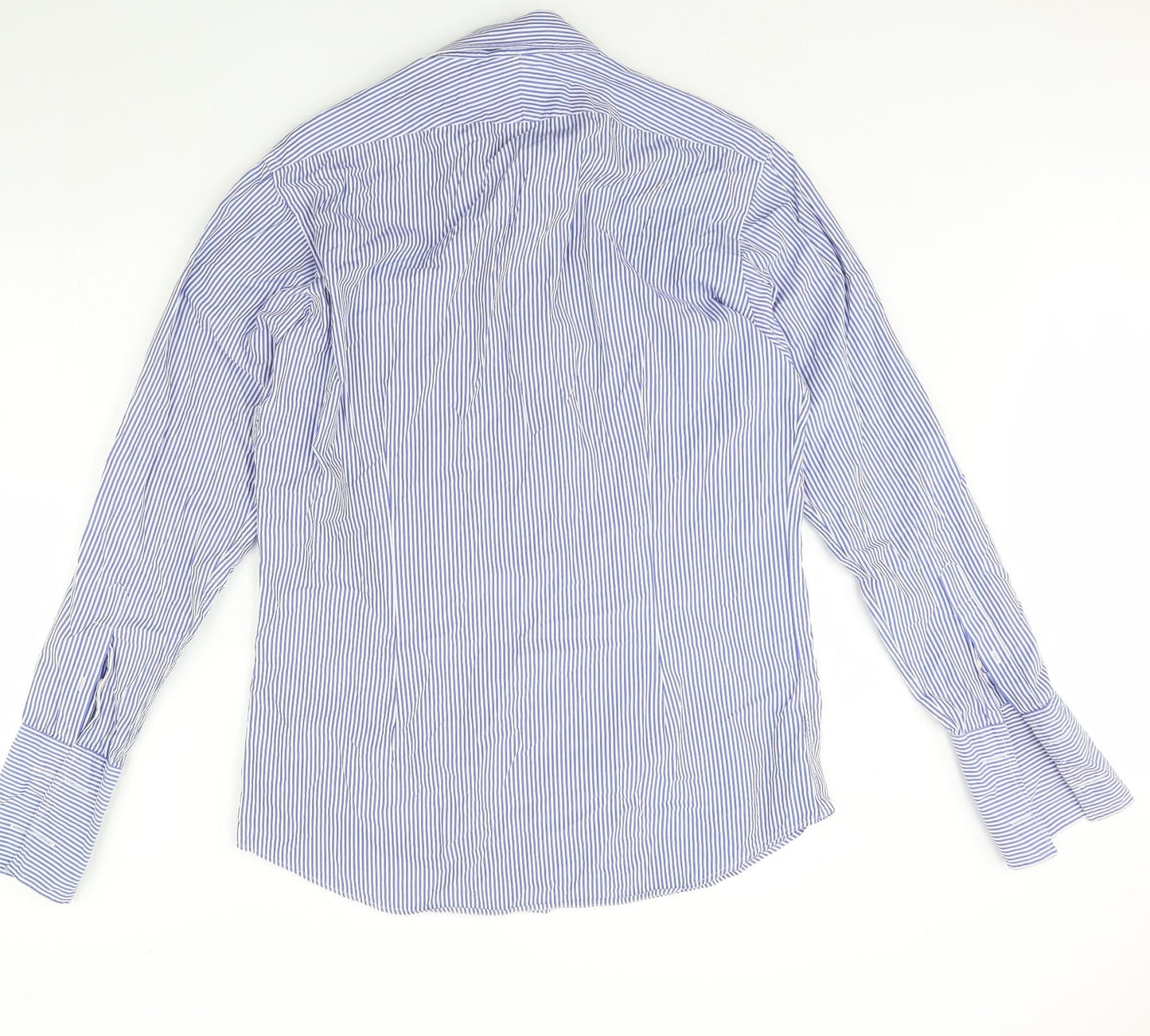 T.m Jewin Mens Blue Striped   Dress Shirt Size 36