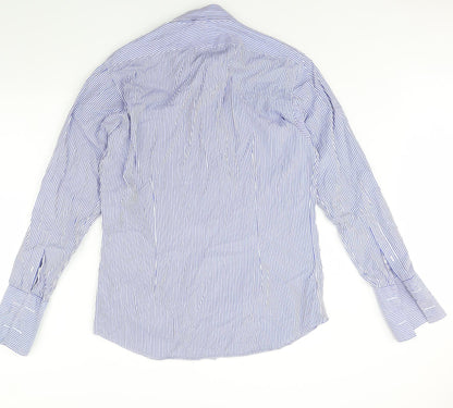 T.m Jewin Mens Blue Striped   Dress Shirt Size 36