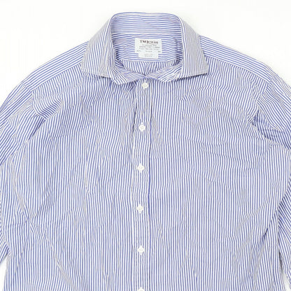 T.m Jewin Mens Blue Striped   Dress Shirt Size 36