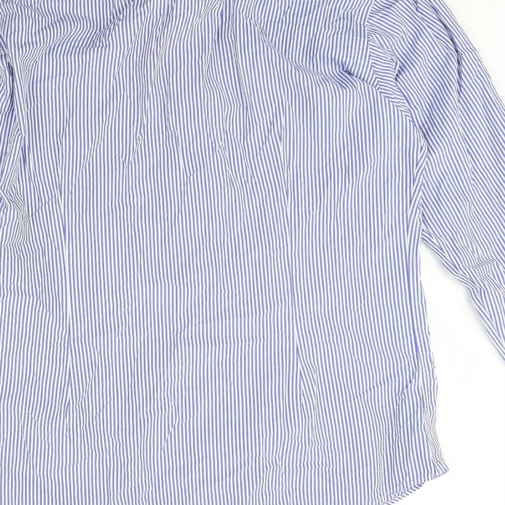 T.m Jewin Mens Blue Striped   Dress Shirt Size 36