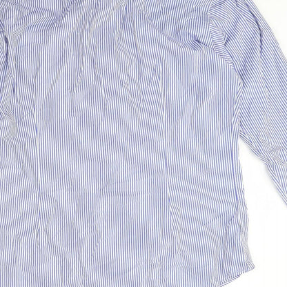 T.m Jewin Mens Blue Striped   Dress Shirt Size 36