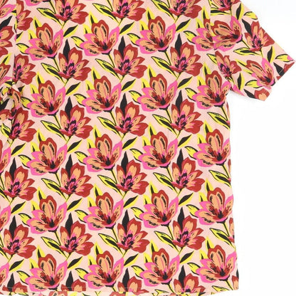 Pieces Womens Pink Floral  Basic Blouse Size M