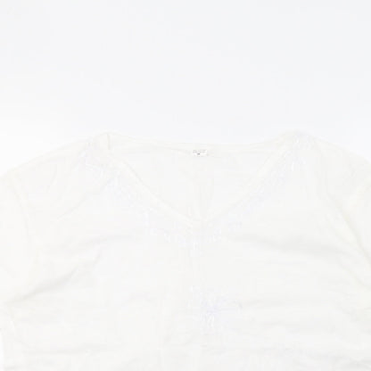 Womens UK Size M Preworn White Basic Blouse