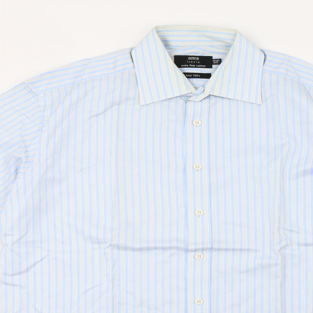 Mens UK Size L Marks and Spencer Grey  Button-Up Long Sleeve Casual Shirt