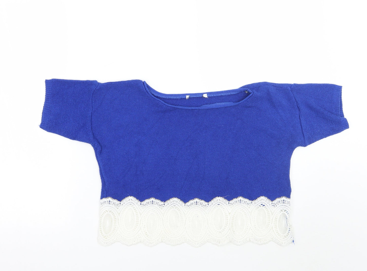 Womens UK Size M Preworn Blue Cropped Polo