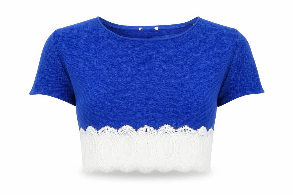 Womens UK Size M Preworn Blue Cropped Polo