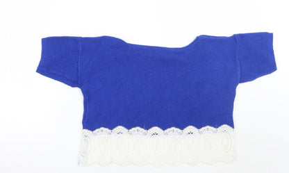 Womens UK Size M Preworn Blue Cropped Polo