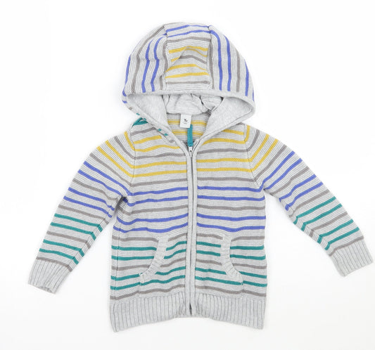 TU Girls Grey Striped  Jacket Coatigan Size 2 Years