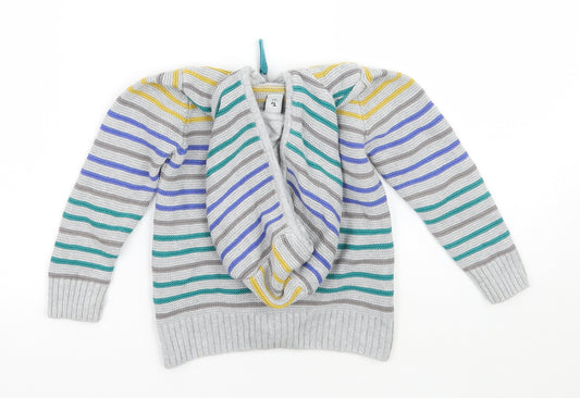 TU Girls Grey Striped  Jacket Coatigan Size 2 Years