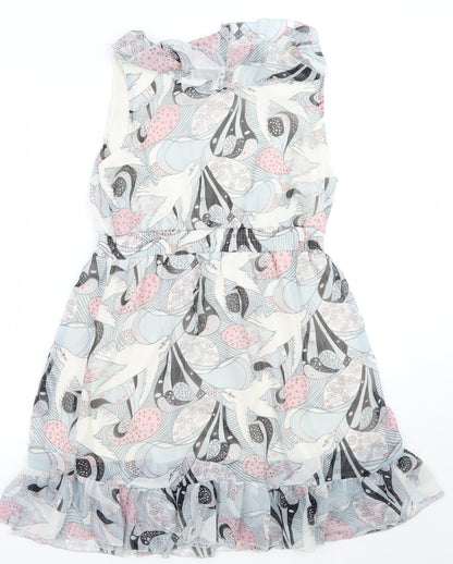 Mela London Womens Blue Geometric  A-Line  Size M