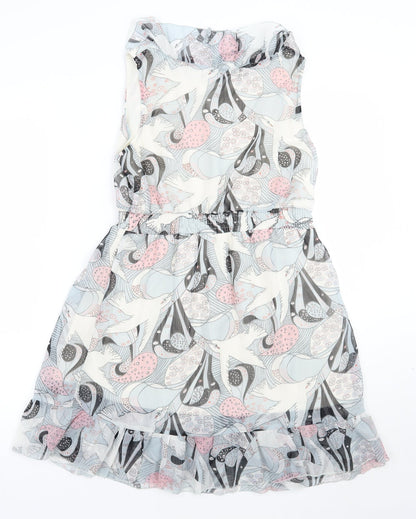 Mela London Womens Blue Geometric  A-Line  Size M