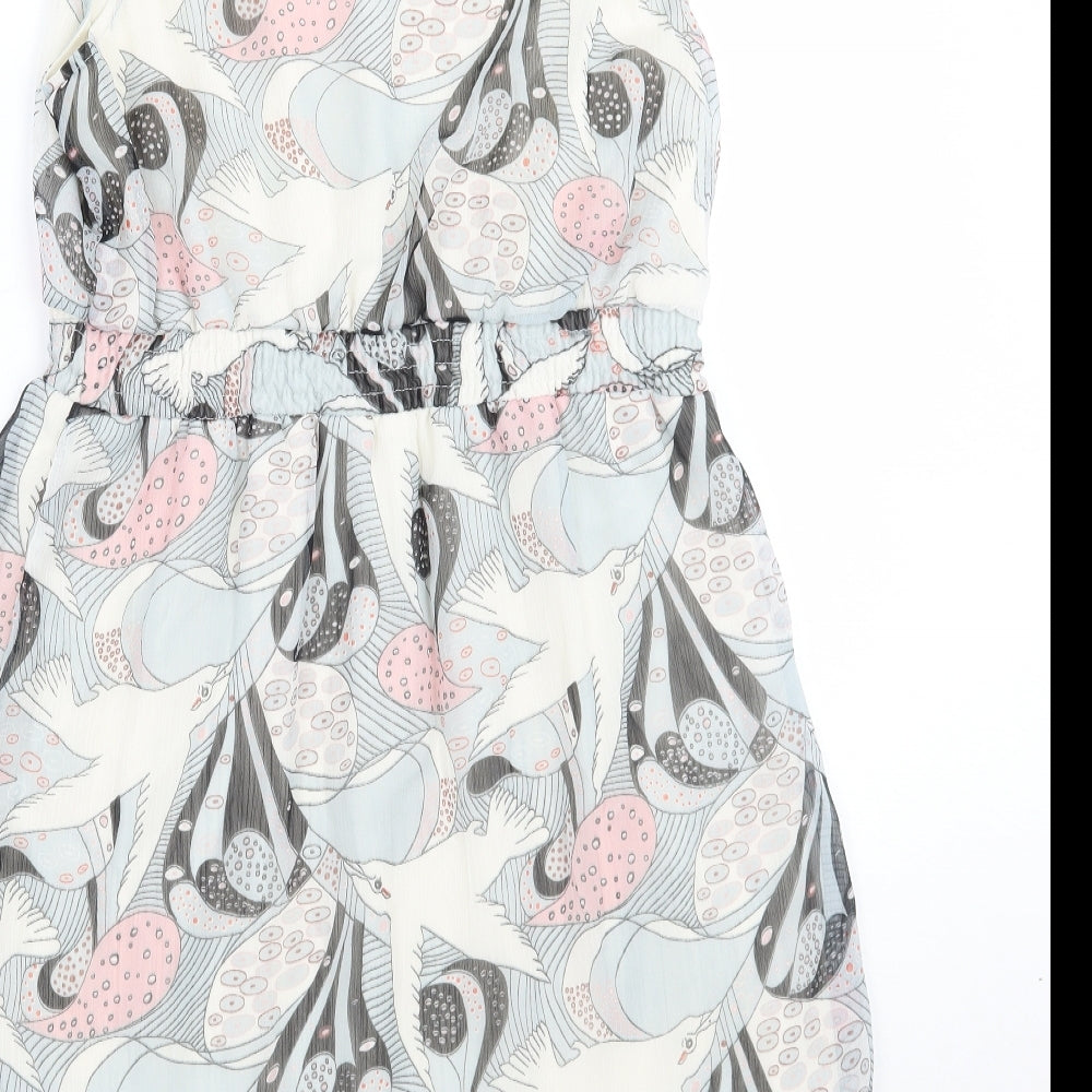 Mela London Womens Blue Geometric  A-Line  Size M